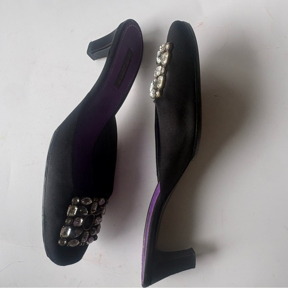 Louis Vuitton Black and Purple Mules with Crystal Embellishments - Picture 4 of 6